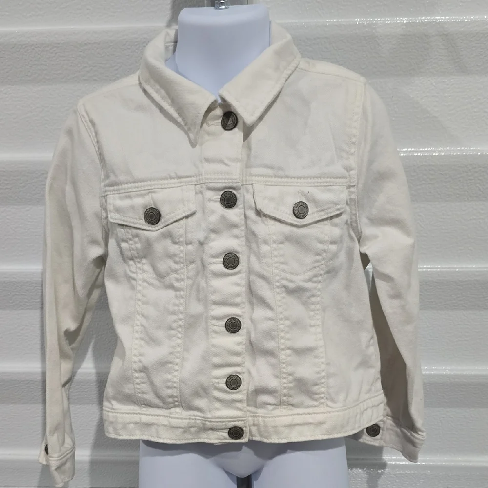 GAP White Jean‎ Jacket Cropped Denim Style Size 5 Years